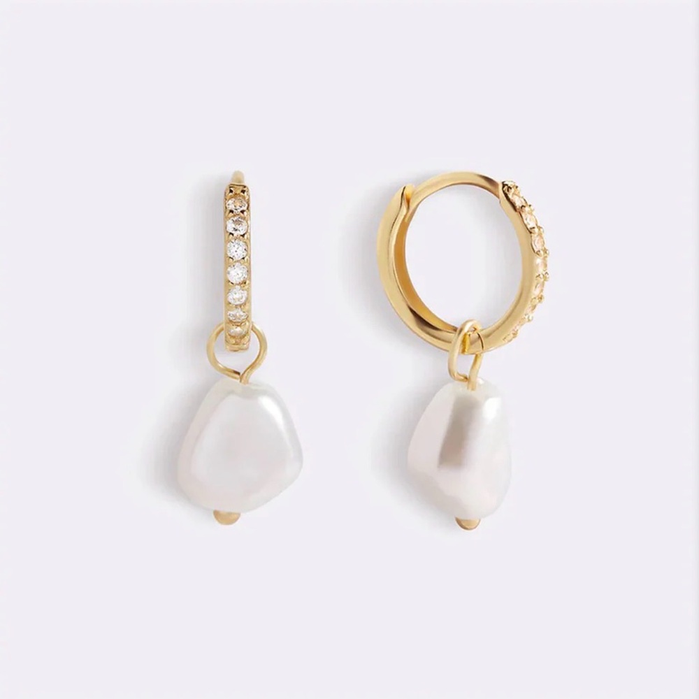 Mint and Lily Gold and Pearl Drop Earrings